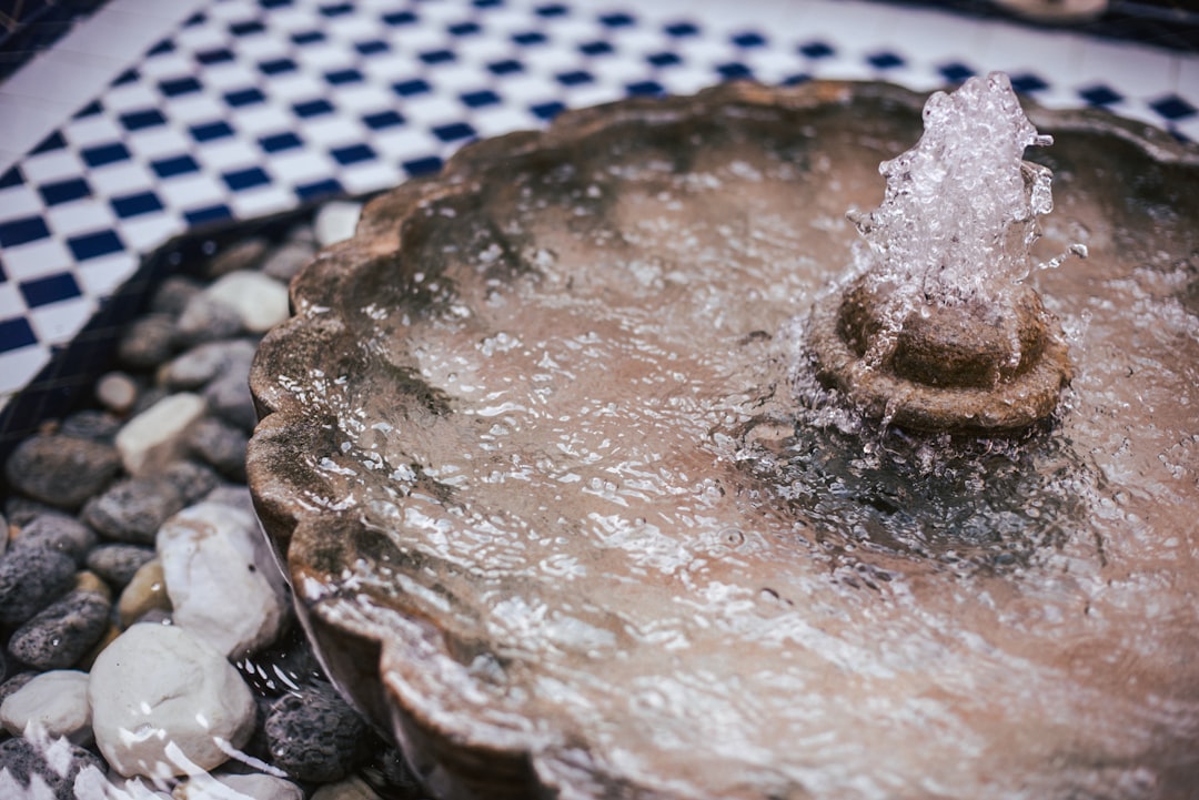 A water fountain with water spraying out.