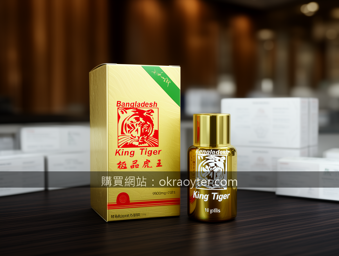 Luxury scene product photography. Place the King Tiger 9800mg 10 pills supplemen