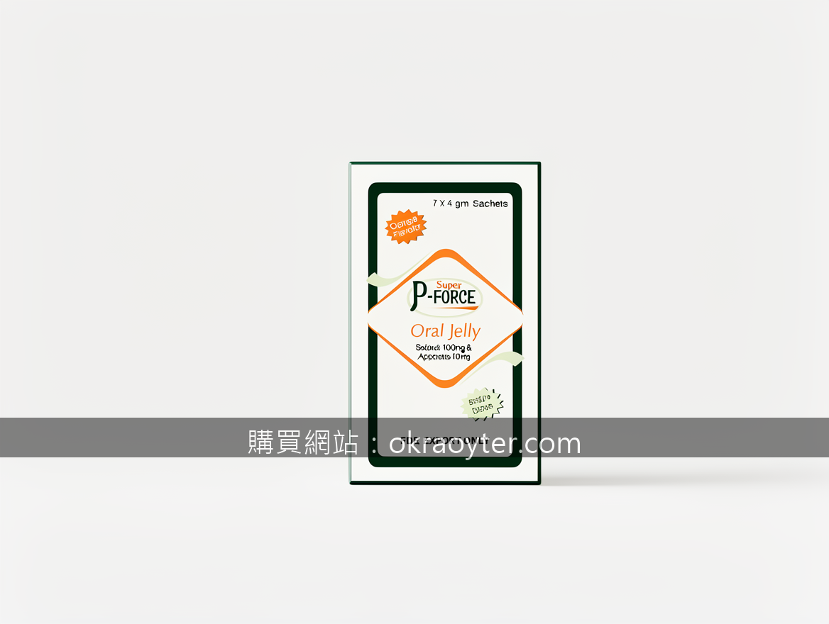 Minimalist product photography. Photograph the Super P-FORCE Oral Jelly 100mg & 